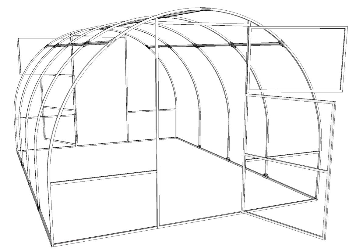 Каркас теплицы Петромаш арочная 200х280см